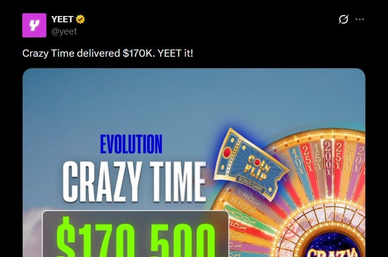 Twitter 170K Crazy Time Big Win at Yeet